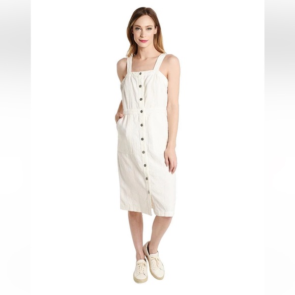 NWT Skies Are Blue SNAP White Linen Button Up Dress. Size S/M - Picture 2 of 11